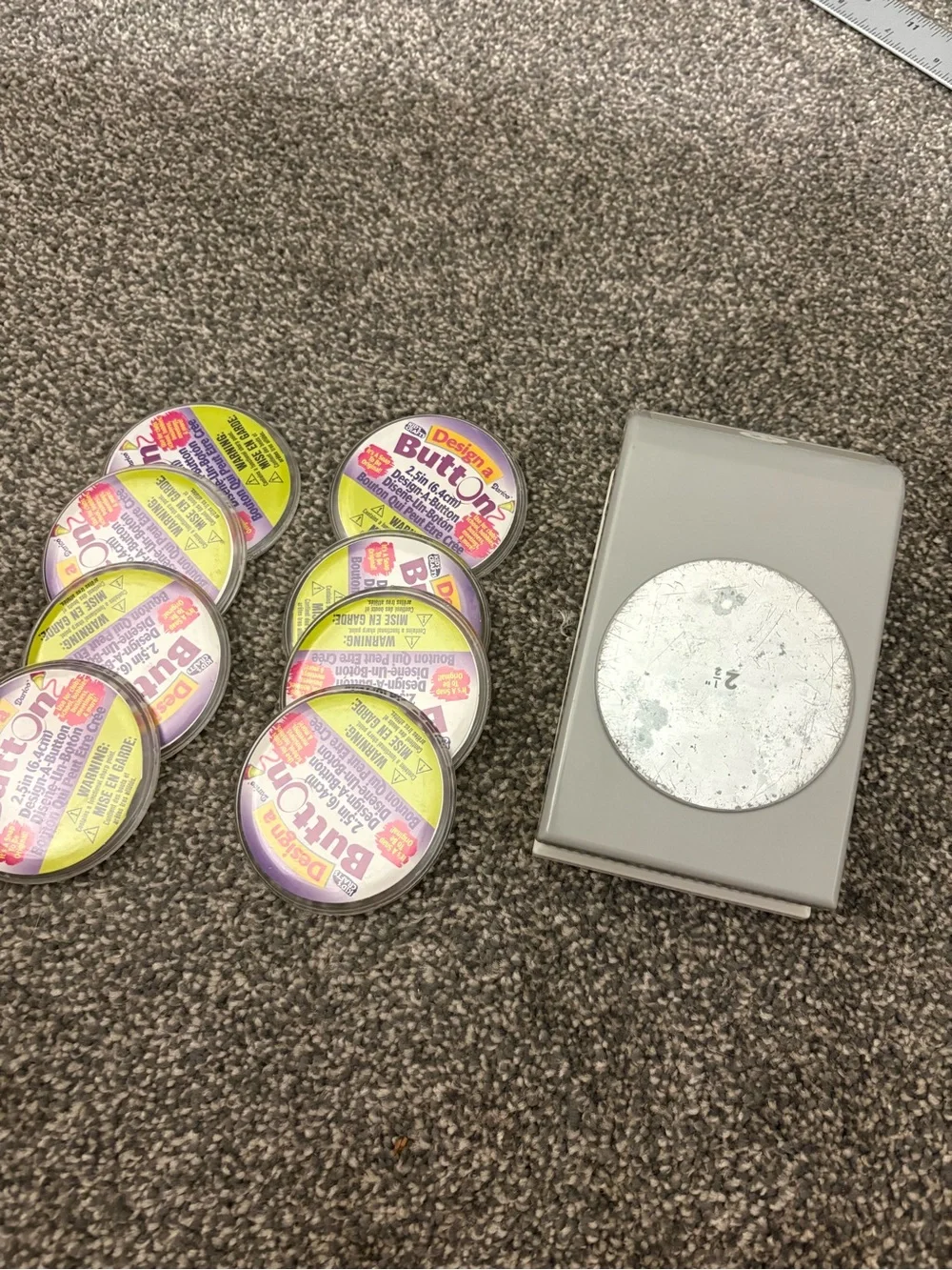 Button Making Kit with Metal Punch and Button Parts
